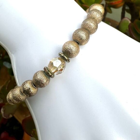 Marzicola - gold tone  Beaded Bracelet with Chain Fringe - Picture 2 of 7